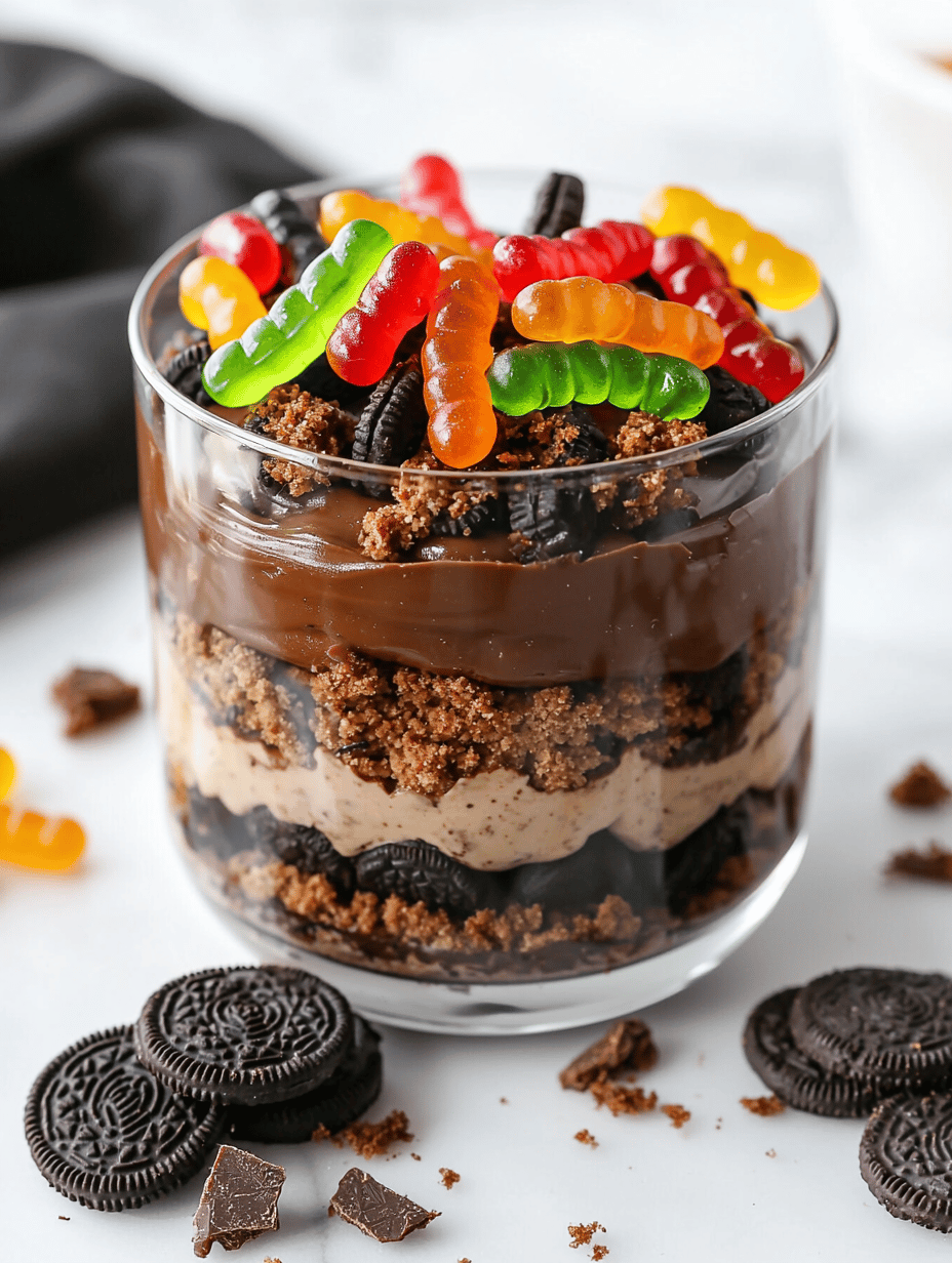 Spooky Fun: Halloween Dirt Cake with Gummy Worms